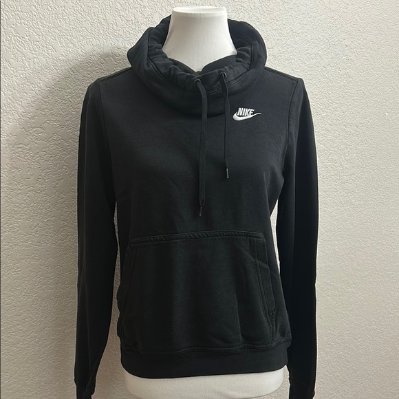 Nike Black Funnel Neck Long Sleeve Relaxed Hoodie - Picture 1 of 7